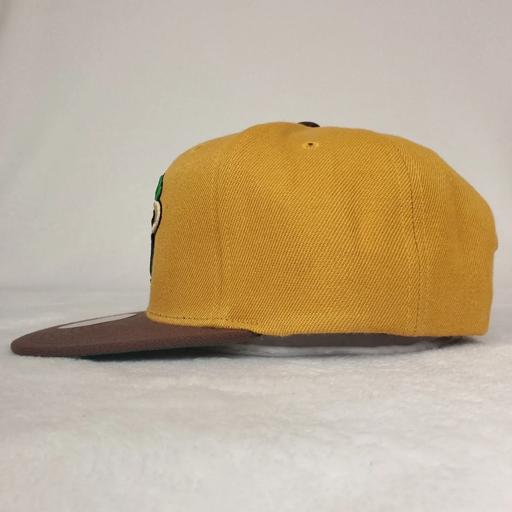 Miami Heat Mitchell &‎ Ness NBA Snapback Hat Cap Green 3D Logo Khaki Brown NWT